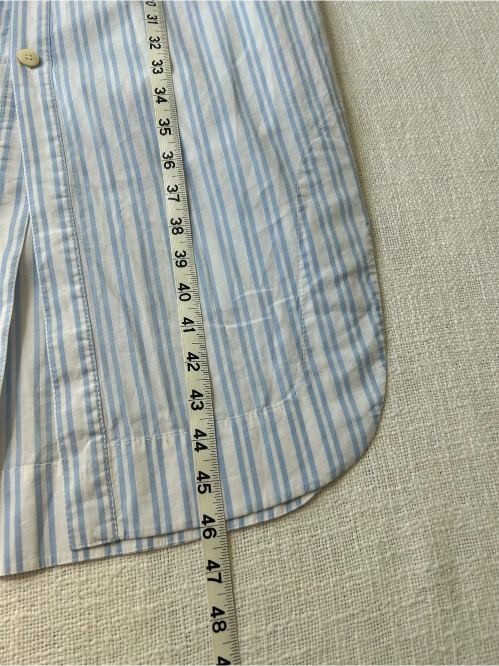 Staud Clea Twisted-Waist Midi Shirtdress Size 6 Blue White Striped Cotton zip - Picture 12 of 16